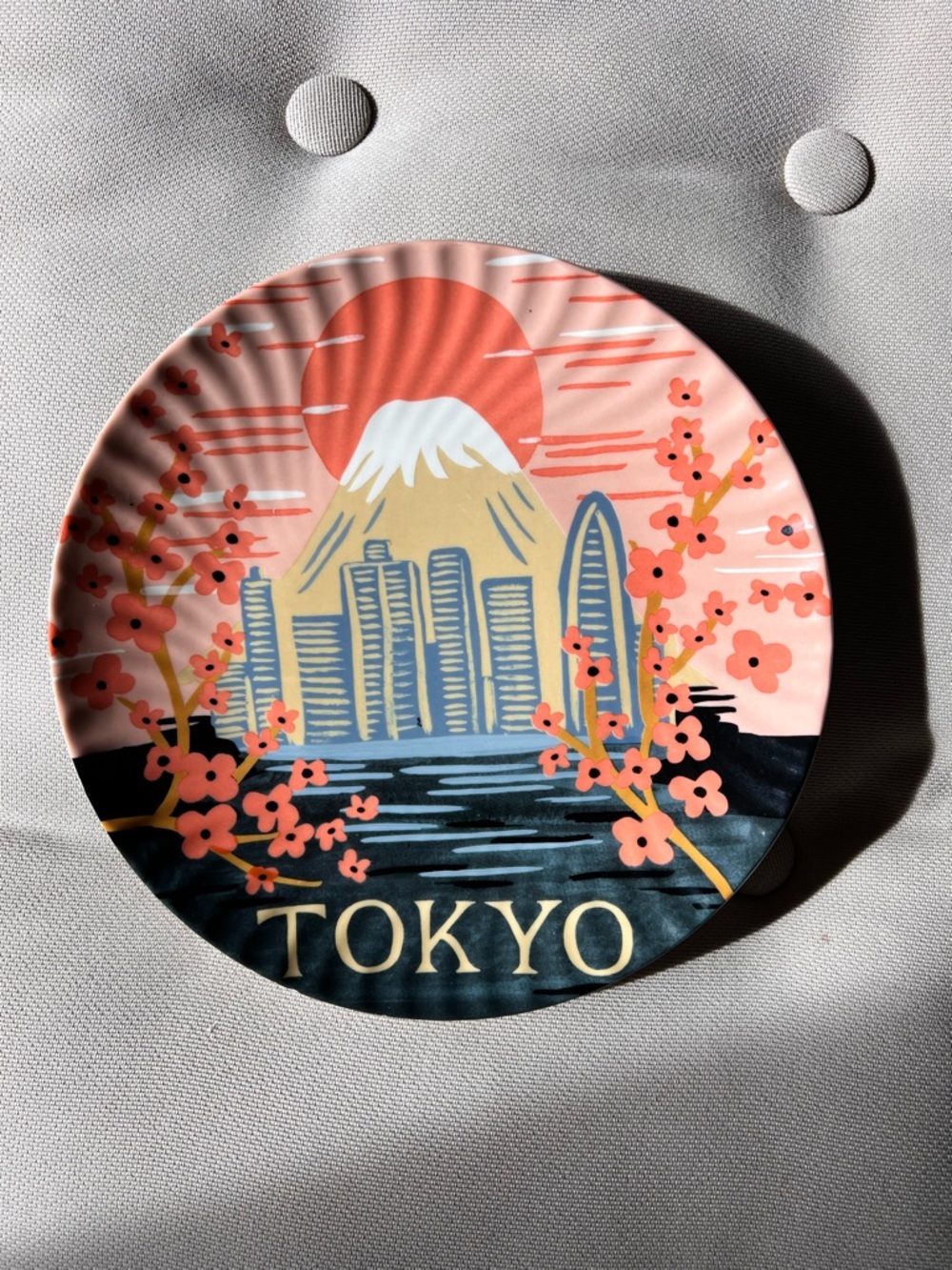 Anthropologie x Rifle Paper Co Tokyo Travel Plate 8.5” Jet Setter Dessert Plate